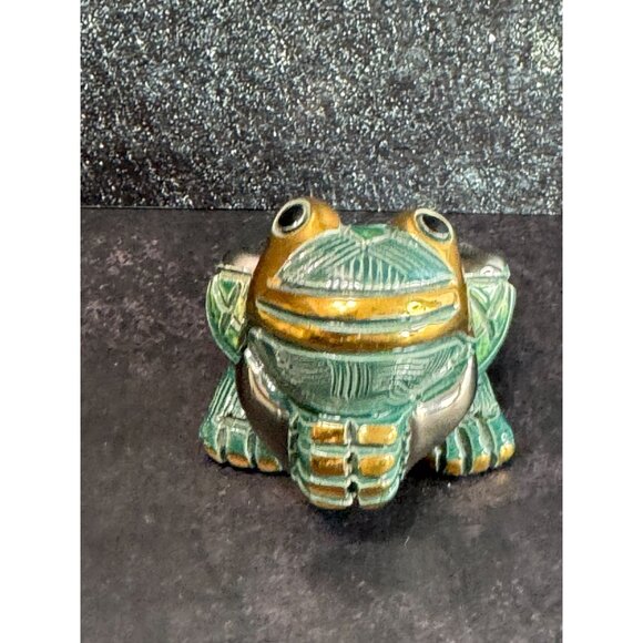 Vintage DeRosa Artesania Rinconada Frog Figurine #713 14K Gold & Platinum Trim C - Picture 2 of 9